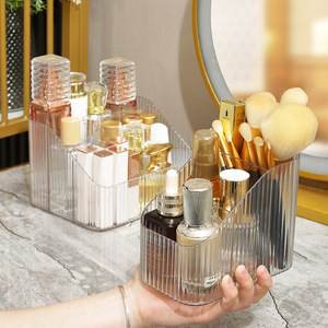 Transparent Acrylic <b>Makeup</b> Storage <b>Box</b> With Partitions Desktop Organizer For Dressing Table Cosmetic Categorization - Product Image 4