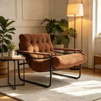 Nordischer Luxus Moderner Metall-Sessel Sofa Beistellstuhl Freizeit Wohnzimmer Schlafzimmer Gemütlicher Einzelner Samt-Loungesessel Kreatives Design