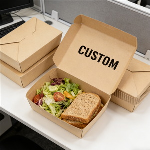 กล่องอาหารกระดาษพับได้แบบใช้แล้วทิ้ง ยี่ห้อ Takeaway Craft แบบ 2 ช่อง เป็นมิตรกับสิ่งแวดล้อม ย่อยสลายได้เอง พร้อมโลโก้สั่งทำ - Product Image 6