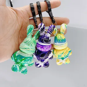 DIY 2023 New Dragon Bear Fluid Bear Keychain Violent Bear White Embryo Creative Gift Bag Pendant To Send Friends Couple Gifts