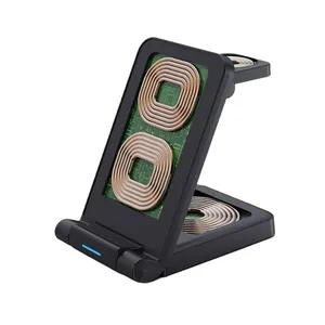 3 In 1 Qi Wireless Charger Magnetic Foldable Charging Station Travel Charger For Iphone 15W Wireless Fast Charging Dock