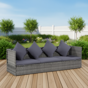 Lit de patio en polyrotin gris, 78,7 x 23,6 pouces, meubles d'extérieur rembourrés pour sièges de terrasse de jardin - Product Image 2