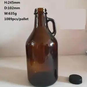 32OZ 1Liter Factory supplier empty storage amber glass wine jars glass beer California wine bottle