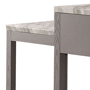 OE HOME Light Gray <b>Round</b> Counter Height Dining <b>Table</b> <b>with</b> Faux Marble Top Metal Legs <b>4</b> Seater Portable & Waterproof Adjustable - Product Image 2