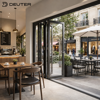 Porte accordéon pliante en aluminium étanche à rupture de pont thermique, portes vitrées pliantes pour devanture de magasin, double vitrage, grande ouverture, pour rue urbaine