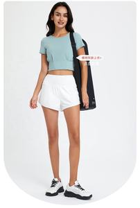 شورت لياقة بدنية بشعار مخصص-نايلون سبانديكس للنساء 2 في 1 ملابس رياضية للركض في صالة الألعاب الرياضية شورت رياضي ببطانة - Product Image 6