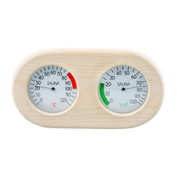 Termómetro e Higrómetro para Sauna de Diseño Moderno en Madera Sólida con Esfera Plateada, Gran Venta