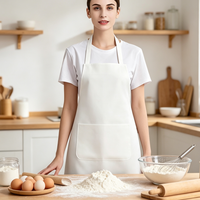 Tablier blanc vierge en polyester lavable avec logo personnalisé, 1 grande poche et sangle de cou réglable pour la cuisine, la pâtisserie, les cafés et les restaurants