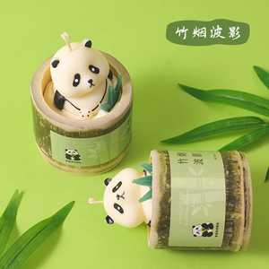Vela Aromática Panda Hecha a Mano en Maceta de Bambú, Regalo para Bodas, Adorable Obsequio Chino para Eventos Corporativos, Venta al por Mayor Daifa 90-120 Aroma - Product Image 3