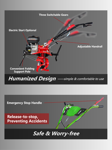 Motoculteur multifonctionnel 170F 7HP 4.00KW à essence avec boîte de vitesses à roulement, démarrage manuel, quatre roues, 3 groupes - Product Image 5