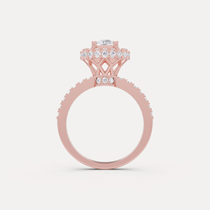 Bague de fiançailles en or 9 carats avec halo dissimulé de diamants de laboratoire, taille ronde, qualité VVS-VS, bijoux de mariage en gros à vendre - Product Image 3