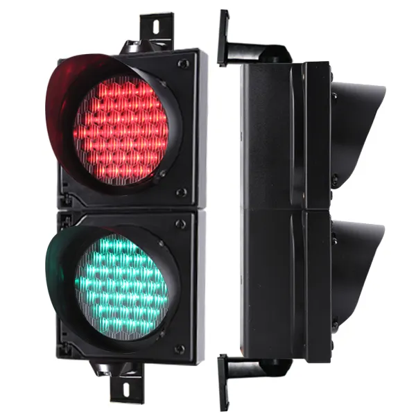 2 unità 100mm Mini alloggiamento di plastica LED semafori rosso e verde (con lente ragnatela) semaforo