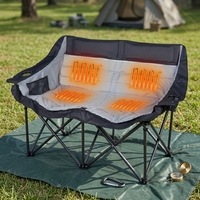 Robuster Übergroßer Gepolsterter Camping-Sessel für 2 Personen Beheizter Stuhl für Erwachsene Outdoor-Sport Garten Tragbare Klappstühle