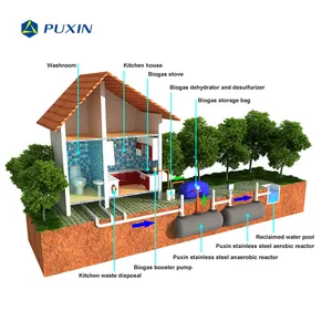 PUXIN easy install mini biogas digester biogas septic tank for domestic sewage treatment human feces diaposal