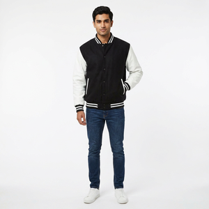 2026 Hot Selling Custom <b>Men's</b> Fashion Varsity <b>Jacket</b> Stand Collar Front Breathable Fleece Winter <b>Baseball</b> <b>Jacket</b> FINER THREADS - Product Image 1