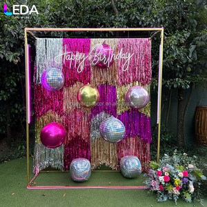 LEDA Shine Sequin Wall Disco Ball Party Backdrop Stand Led Metal Photo Box Frame for Wedding Birthday - Product Image 2