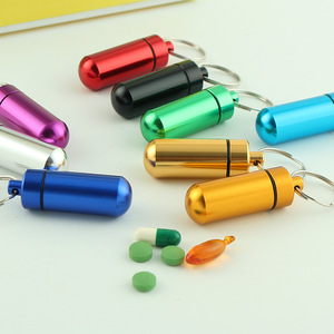 Thời trang túi Keychain nhỏ nhôm kim loại Pill chủ hộp không thấm nước Pill chủ trường hợp thời trang <span class=keywords><strong>Keyring</strong></span> - Product Image 5