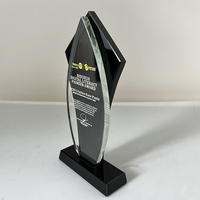 MH-NJ00936 Trophée noir en cristal d'impression UV personnalisé avec base noire
