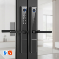 Wasserdichtes TTlock Intelligentes Schloss mit Fingerabdruck und Passwort, Schmales Tuya WiFi Smart Türschloss, Kompatibel mit Alexa für Schiebetüren