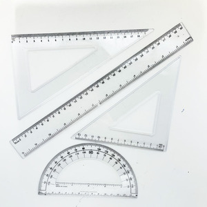 Juego de 4 Reglas Geométricas Multifuncionales Transparentes de Plástico con Diferentes Tipos de Patrones para la Escuela - Product Image 2
