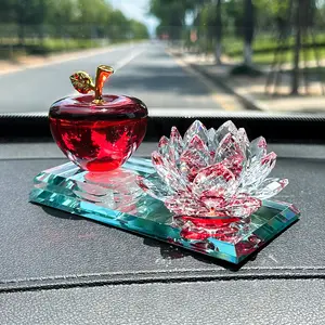 HY gros cristal verre artisanat lotus décoration voiture accessoires de mode en stock