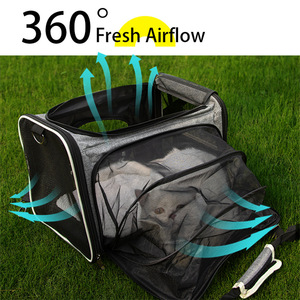 <b>Pet</b> <b>Carrier</b> Soft-Sided Mesh Zipper Closure Portable Expandable For Cats Outdoor Travel Car Use 10 Kg Max Weight - Product Image 3