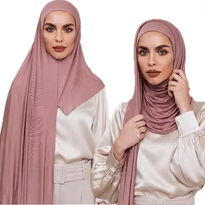 Jersey Katun Instan Jilbab Muslim Satu Lingkaran Wanita Polos Jilbab Slip On Syal Polos Amira Jilbab JLS104