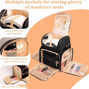 Sac à dos organisateur de vernis à ongles, échantillon gratuit, capacité de 70 flacons et une lampe à ongles, étuis et rangement pour outils de manucure, trousse de voyage pour ongles - Product Image 2