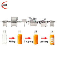 Ligne de production HZPK automatique de lavage, remplissage, bouchage et étiquetage pour bouteilles rondes en verre et en plastique (liquides, pâtes, sauces, eau)