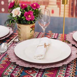 Piatti per caricabatterie di barriera corallina in plastica di alta qualità piatti per caricabatterie rotondi in <span class=keywords><strong>spugna</strong></span> floreale decorazione per feste di matrimonio - Product Image 6