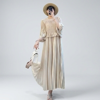 Robe plissée décontractée grande taille style Miyake longue pour femme, nouvelle collection été 2026, livraison rapide