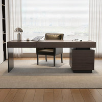 Bureau d'ordinateur minimaliste de luxe avec rangement pour la maison, le bureau ou la chambre, bureau simple haut de gamme en bois fumé