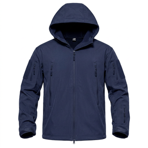 เสื้อแจ็คเก็ตผู้ชายแบบ Softshell Tactical คอตั้ง มีฮู้ด ซิปหน้า สำหรับงานกลางแจ้ง กันลม กันน้ำ เหมาะสำหรับฤดูหนาว มีกระเป๋า  ออกแบบได้ตามต้องการ - Product Image 1