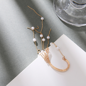 TikTok-pendientes largos con borlas <span class=keywords><strong>de</strong></span> flecos para mujer y niña, aretes <span class=keywords><strong>de</strong></span> cadena larga chapados en oro con perlas, 2022 - Product Image 5