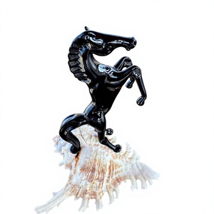 Figura de Caballo de Vidrio Soplado de Murano Hecha a Mano, Escultura de Animal Negro, Arte Tradicional, Decoración de Mesa, Decoración de Sala de Estar - Product Image 1