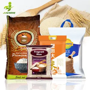 Sacs d'emballage de riz en plastique, design personnalisé, vide naturel, nouveau, 1kg 2kg 5kg 10kg 25kg 50kg, basmu thaïlande