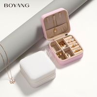 Boîte de rangement à bijoux portable en cuir PVC de luxe Boyang pour collier, bague, boucles d'oreilles, voyage