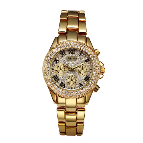 18K Gold plated Watches Women Luxury Roman Numerals Ladies Quartz Wristwatch Miss fox 1846