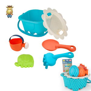 Ensemble de 6 seaux de plage pour enfants avec couvercle tamis, arrosoir, pelle, bêche et moule éléphant - Product Image 3