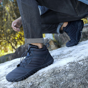 Bottes d'hiver unisexes pour la neige, hauteur cheville, doublure en fourrure, semelle antidérapante en caoutchouc, chaussures chaudes pour la randonnée en plein air - Product Image 3