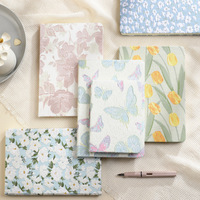 Carnet de notes/agenda à couverture rigide en tissu imprimé mignon A6/A5 avec fleurs de tulipe et de gardénia, 100 feuilles, idéal pour un cadeau (vente en gros)