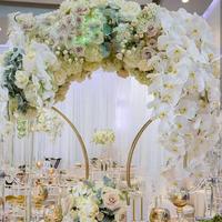 Arche florale en métal doré, motif lune texturé, moderne, pour centre de table de cérémonie de mariage, décoration de fond de chemin, plusieurs tailles
