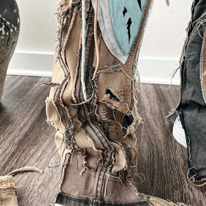 Jeans DiZNEW de Diseño Personalizado, Cintura Alta, Holgados, Lavado Ácido, Estilo Vintage, Pierna Ancha, Rotos, Estampados para Hombre - Product Image 4