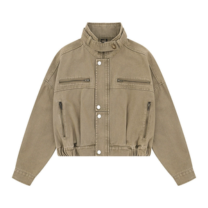 Chaqueta de béisbol de <span class=keywords><strong>aviador</strong></span> de estilo americano retro para <span class=keywords><strong>mujer</strong></span>, ropa de abrigo corta de gran tamaño Box-y, moda-Forward & Edgy - Product Image 3