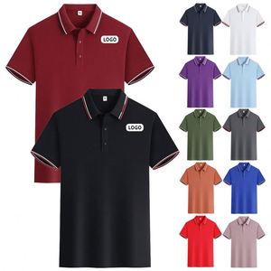 T-shirt pour homme avec logo brodé personnalisé, col contrasté, mélange coton et polyester, publicité d'entreprise, polo de travail - Product Image 1