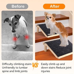 Rampe pour chien en bois, escalier antidérapant pour animaux de compagnie, pour chiens de taille moyenne, pliable et portable, forme rectangulaire - Product Image 4