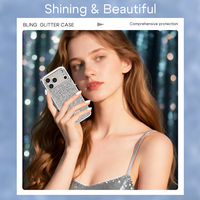 Coque de téléphone 2-en-1 avec protection d'objectif pour iPhone 17 Pro Max, étui de luxe scintillant avec diamants, support de personnalisation du logo