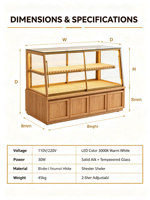 Vitrine chauffante pour boulangerie avec éclairage LED, présentoir à bagels, durable et facile à nettoyer, pour station de buffet de boulangerie, OEM disponible