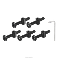 Vis à tête hexagonale M6x50-120mm, boulons de lit, écrous cylindriques avec clé, pour meubles, couchettes, en acier, alliage, aluminium