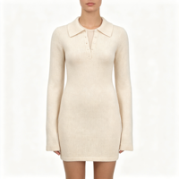 Pull-over élégant et décontracté pour femme Edna, de haute qualité, avec fermeture boutonnée, bleu, tendance, léger et chaud, pour l'hiver et l'automne, style polo